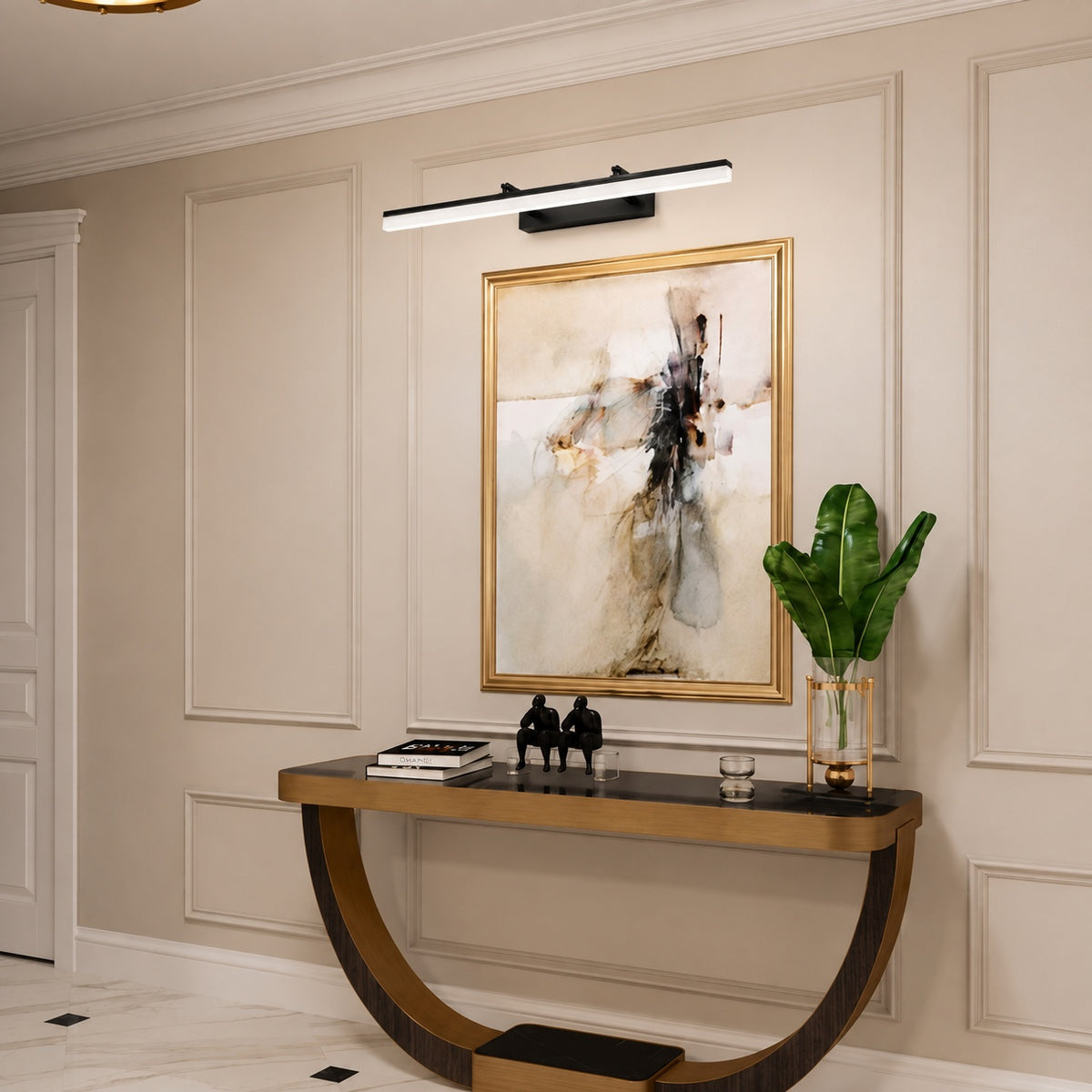 Modern Gold Bathroom Vanity Light Bar Wall Mounted Stainless Steel LED Adjustable 3-Colour