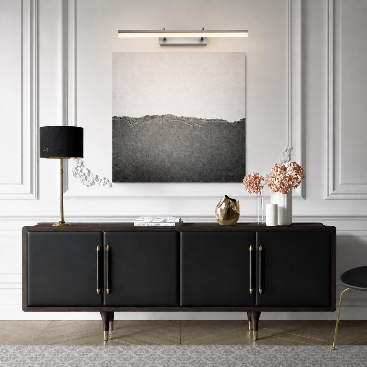 Modern Gold Bathroom Vanity Light Bar Wall Mounted Stainless Steel LED Adjustable 3-Colour