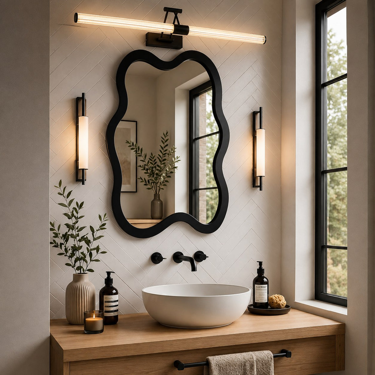 Modern LED Bathroom Vanity Light Wall Mounted with Adjustable Arms and 360-Degree Illumination