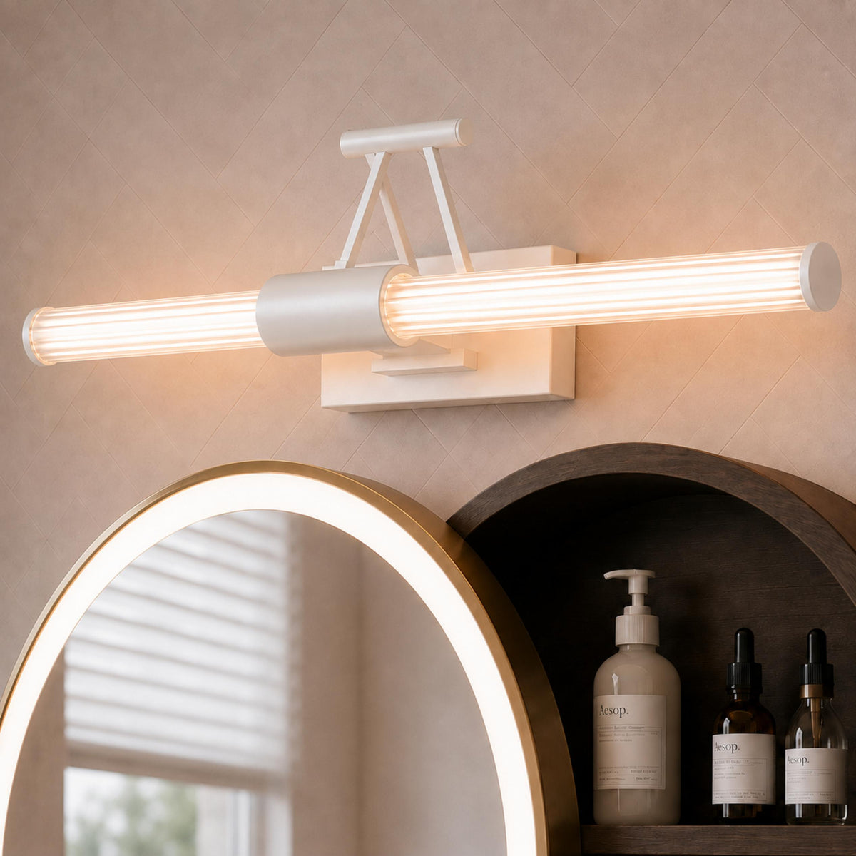 Modern LED Bathroom Vanity Light Wall Mounted with Adjustable Arms and 360-Degree Illumination