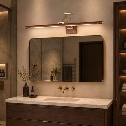Modern Walnut Wall Light Adjustable LED Sconce Fixture with Brass and Acrylic Components
