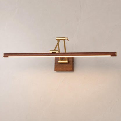 Modern Walnut Wall Light Adjustable LED Sconce Fixture with Brass and Acrylic Components