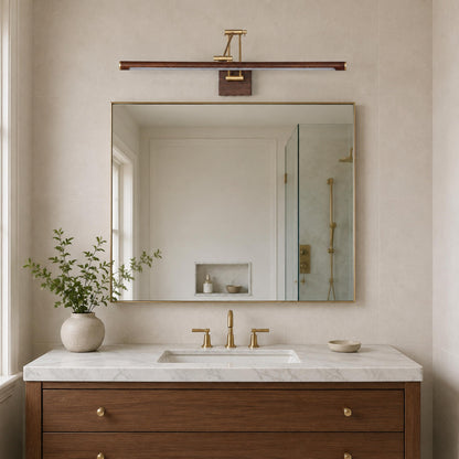 Modern Walnut Wall Light Adjustable LED Sconce Fixture with Brass and Acrylic Components