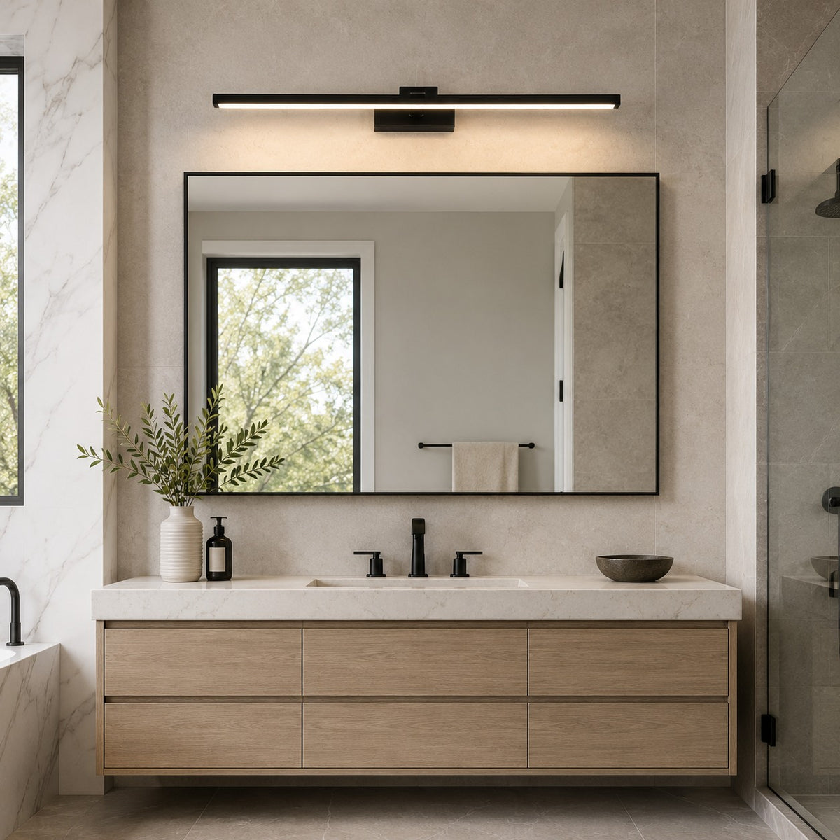 Modern LED Vanity Light Bar Wall Mounted Copper and Acrylic Adjustable for Bathroom Mirror