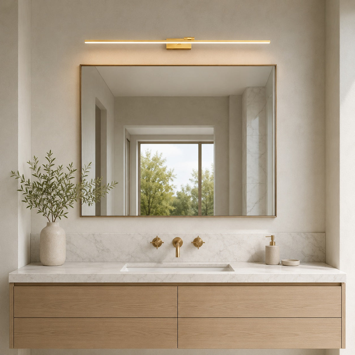 Modern LED Vanity Light Bar Wall Mounted Copper and Acrylic Adjustable for Bathroom Mirror