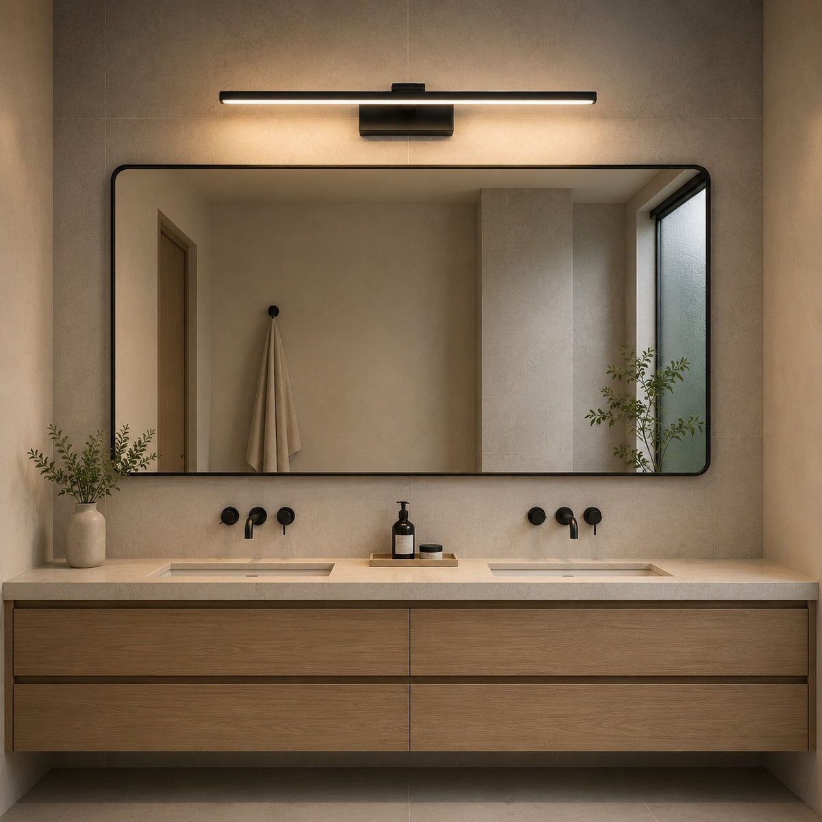 Modern LED Vanity Light Bar Wall Mounted Copper and Acrylic Adjustable for Bathroom Mirror