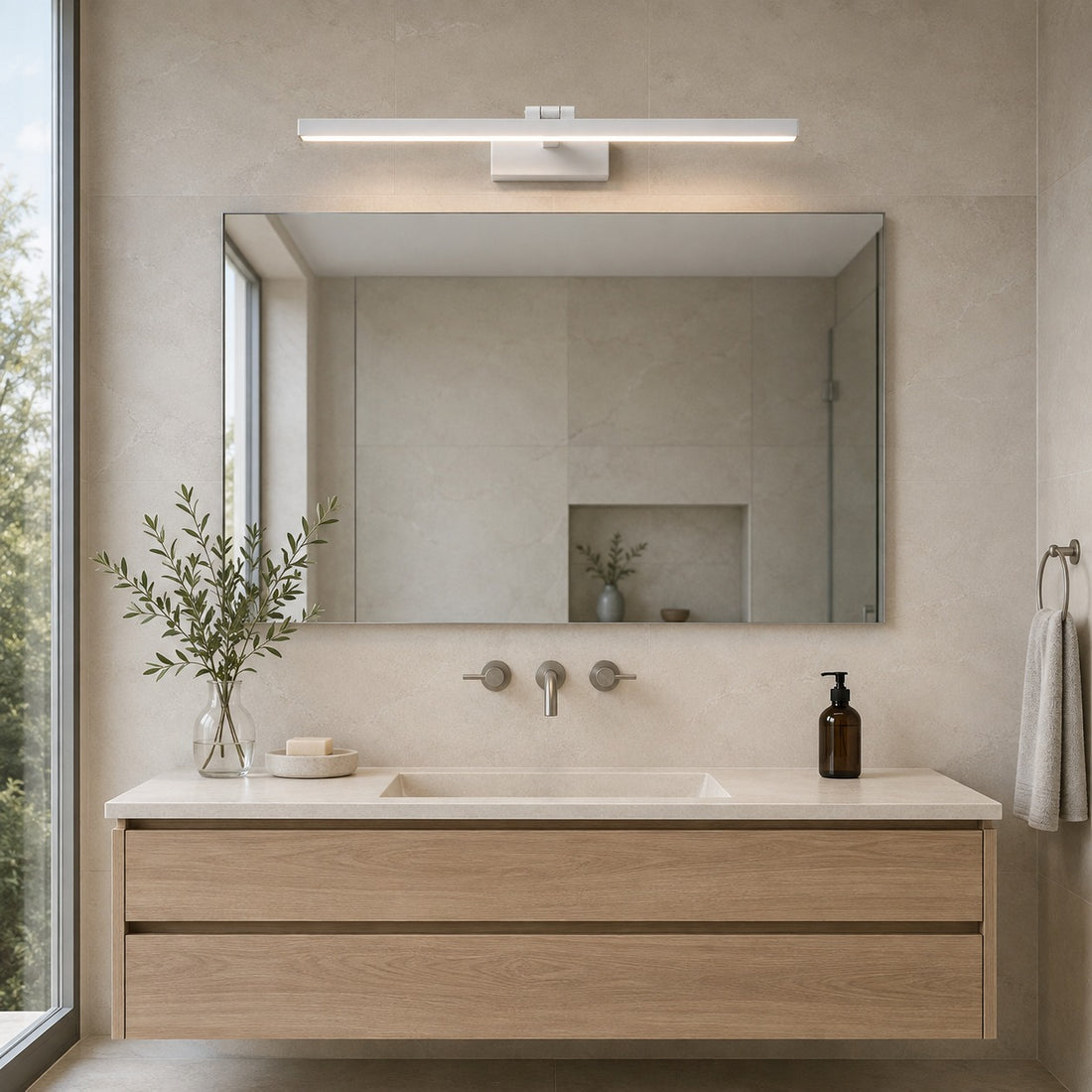 Modern Bathroom Vanity Light Bar Wall Mounted Metal Acrylic LED Adjustable Dual Color Temperature