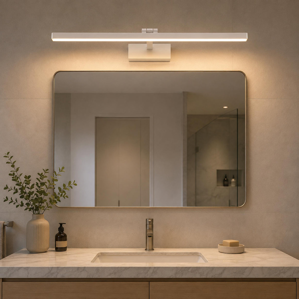 Modern Bathroom Vanity Light Bar Wall Mounted Metal Acrylic LED Adjustable Dual Color Temperature