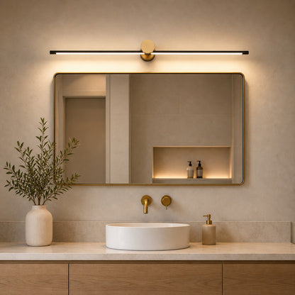 Modern Linear Bathroom Vanity Light Bar Wall Mounted Copper Acrylic LED Dimmable 3 Color Temperature