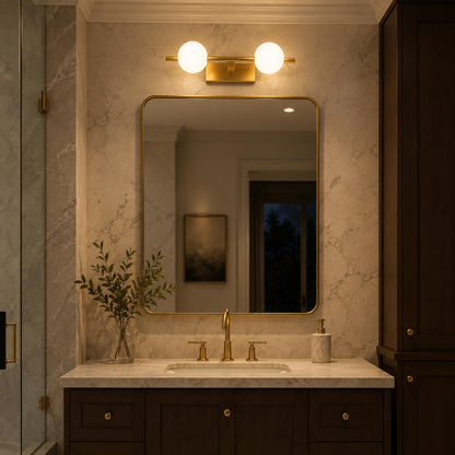 Modern LED Bathroom Vanity Light Bar Wall Mounted Copper Glass Shade Adjustable Color Temperature