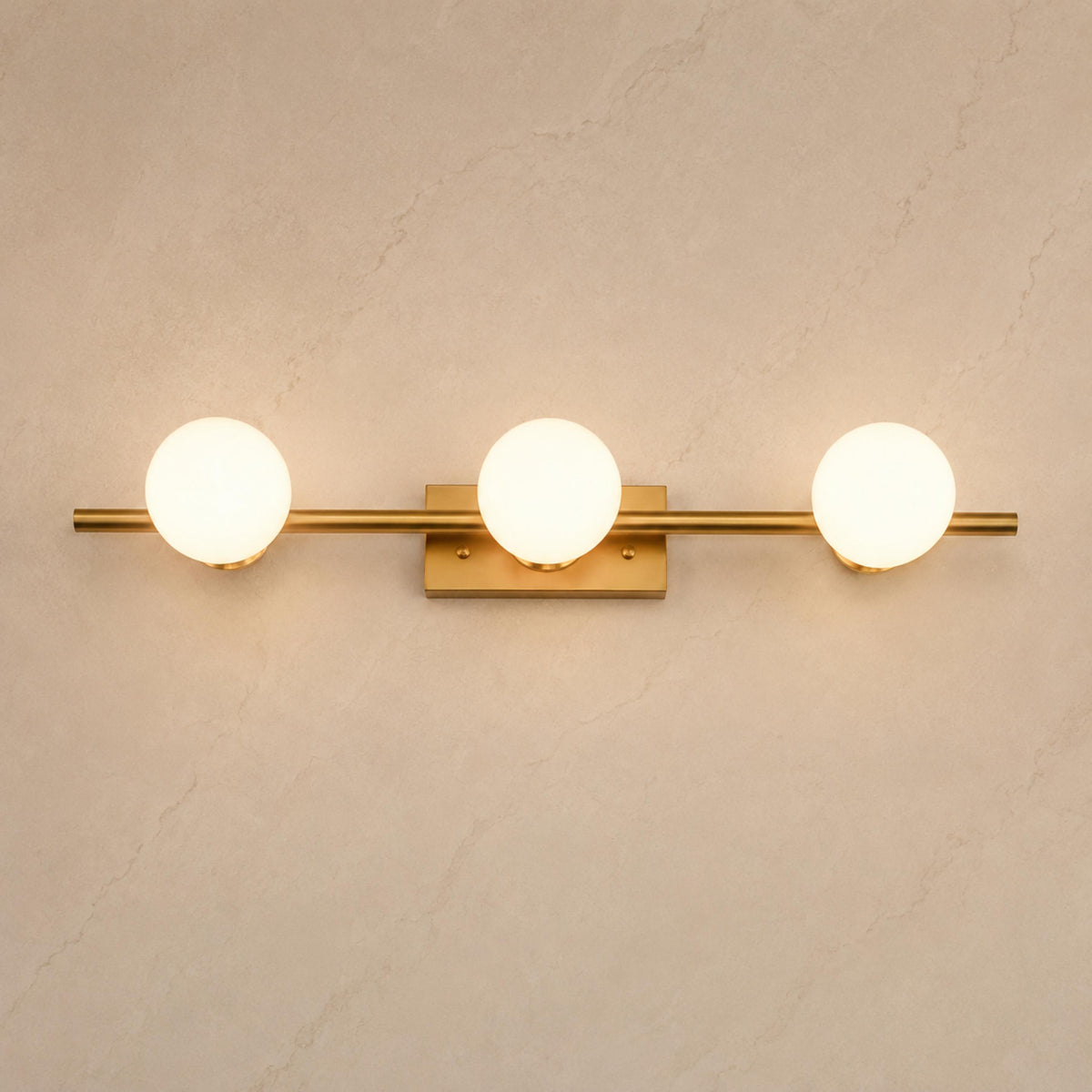 Modern LED Bathroom Vanity Light Bar Wall Mounted Copper Glass Shade Adjustable Color Temperature