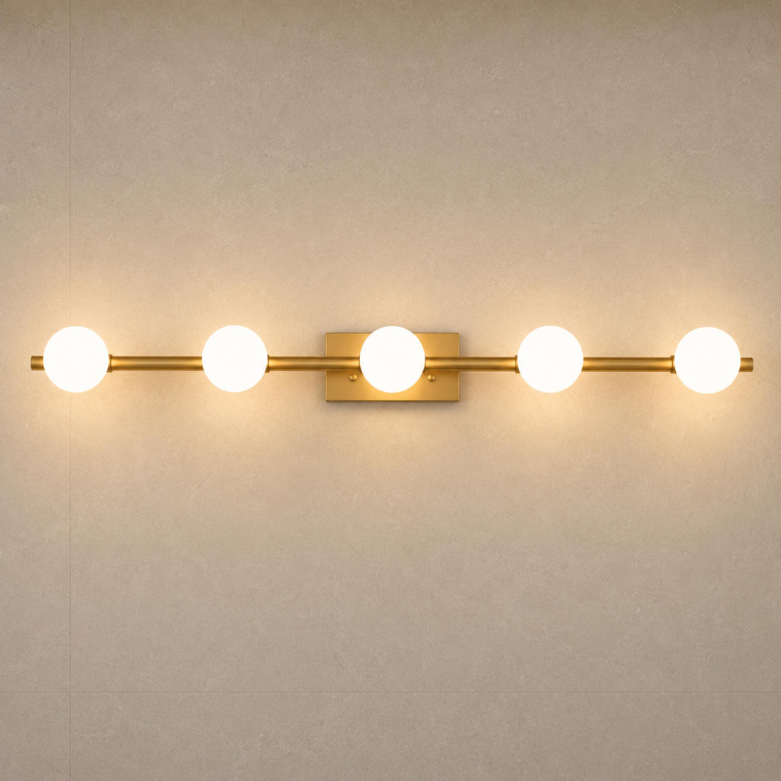 Modern LED Bathroom Vanity Light Bar Wall Mounted Copper Glass Shade Adjustable Color Temperature