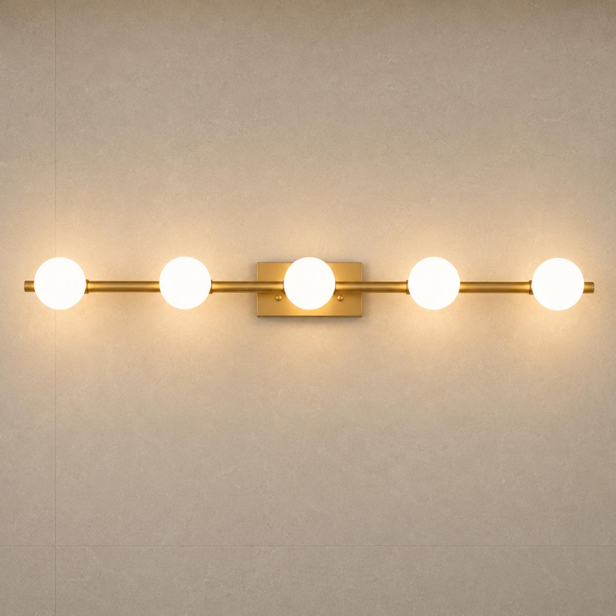 Modern LED Bathroom Vanity Light Bar Wall Mounted Copper Glass Shade Adjustable Color Temperature