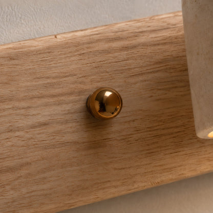 Rustic Wall Light Bathroom Sconce Hardwired Wood and Stone LED Energy Efficient Fixture