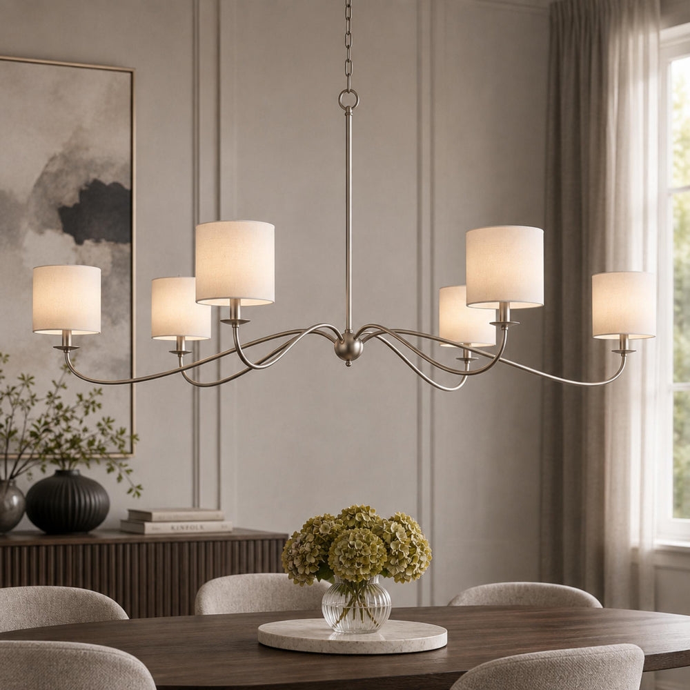 Modern Iron Chandelier Light Hanging Fixture with Adjustable Height for Dining Room