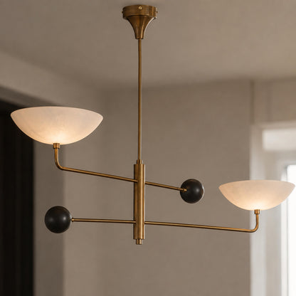 Modern Nautical Chandelier Hanging Light Adjustable Height Antique Brass Metal LED