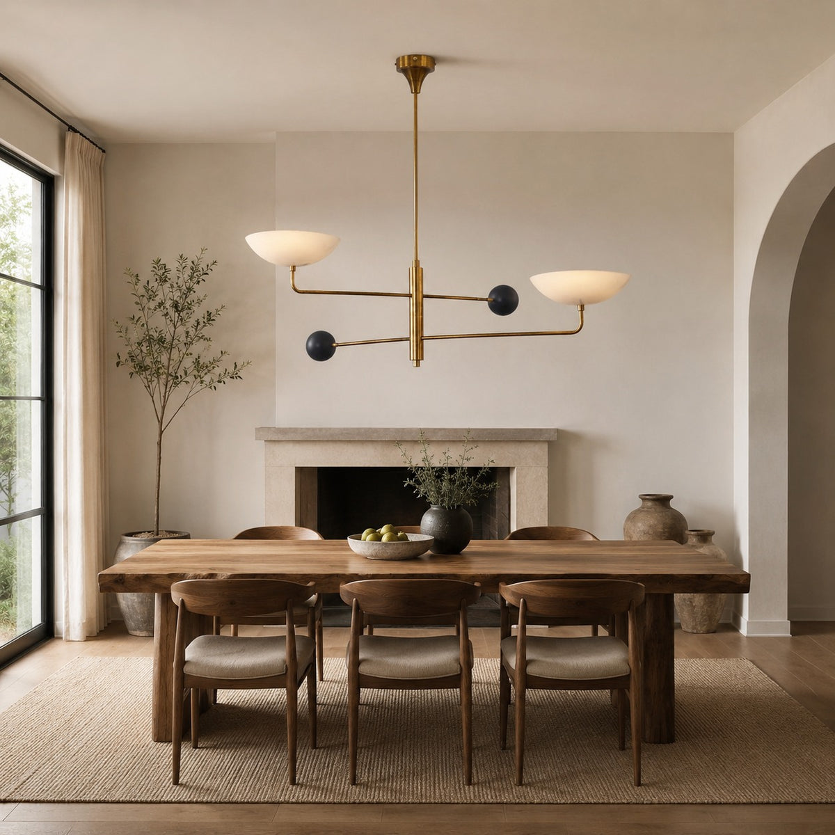 Modern Nautical Chandelier Hanging Light Adjustable Height Antique Brass Metal LED
