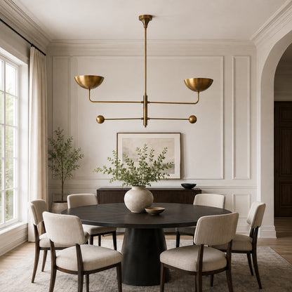 Modern Nautical Chandelier Hanging Light Adjustable Height Antique Brass Metal LED