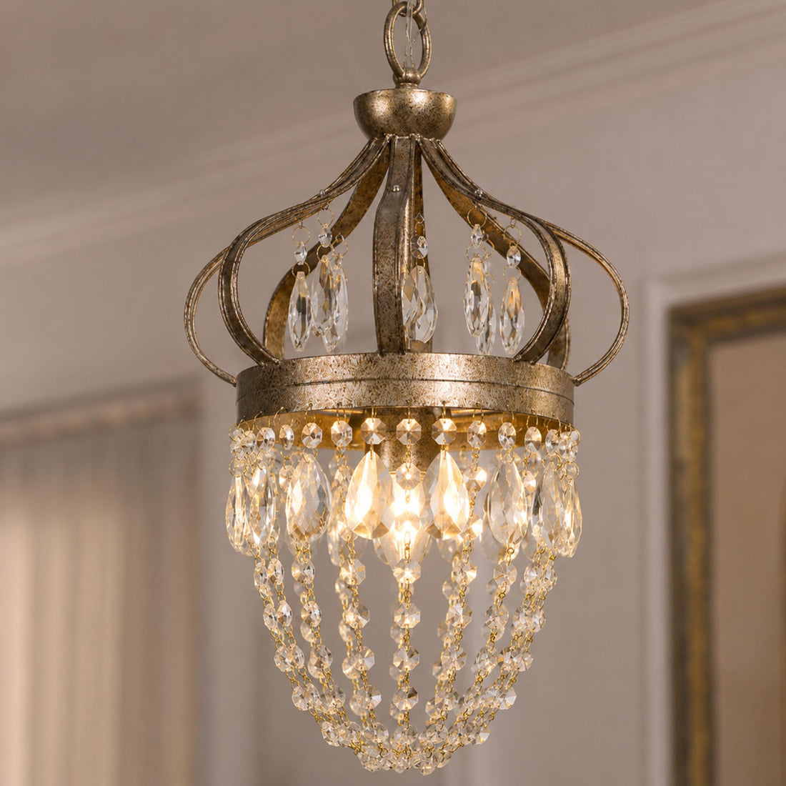 Modern Tear Drop Chandelier Hanging Light Adjustable Glass LED Fixture for Dining Room