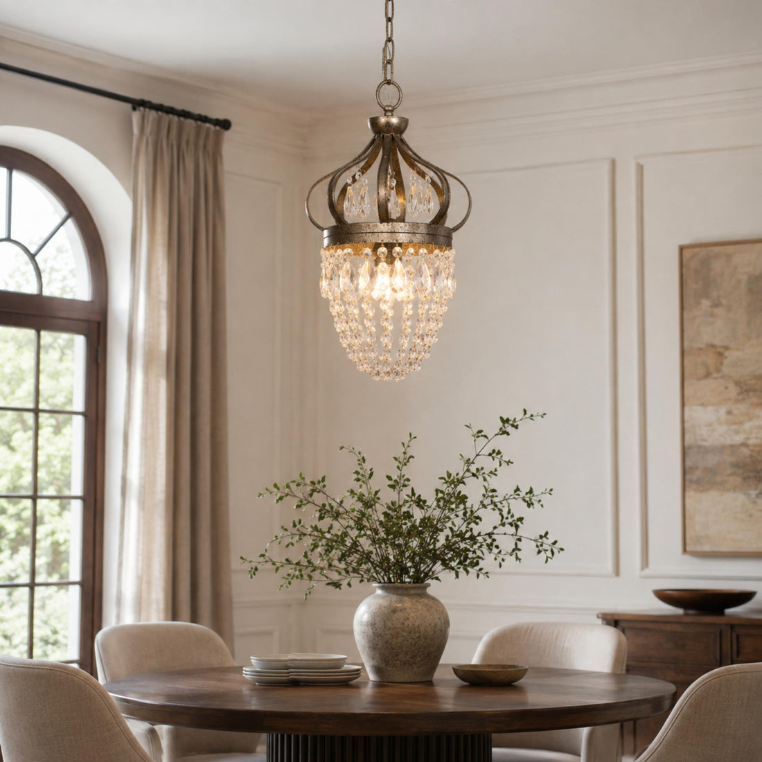 Modern Tear Drop Chandelier Hanging Light Adjustable Glass LED Fixture for Dining Room