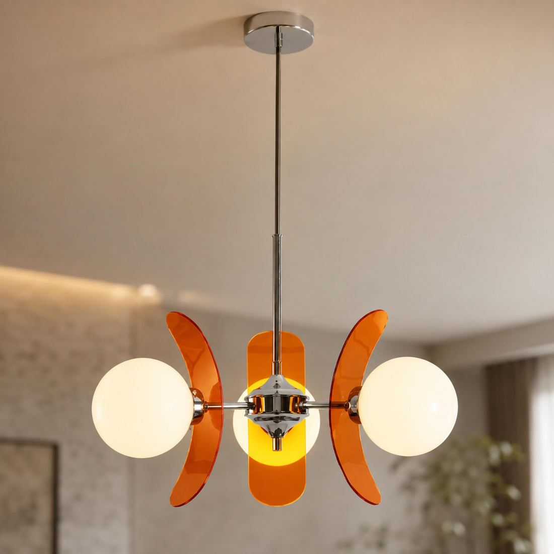 Modern Chandelier Hanging Light Metal Multi-Color LED Fixture for Dining Room