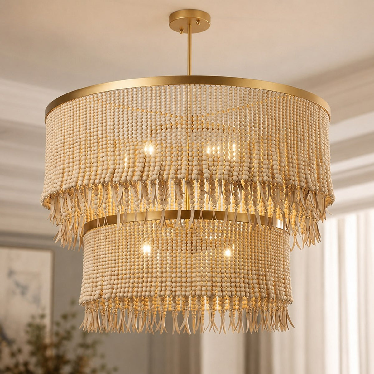 Modern Chandelier Light Adjustable Dimmable Metal Glass Pendant Fixture for Dining Room