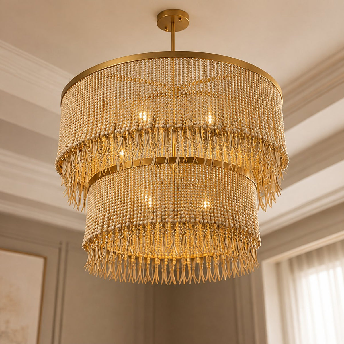 Modern Chandelier Light Adjustable Dimmable Metal Glass Pendant Fixture for Dining Room