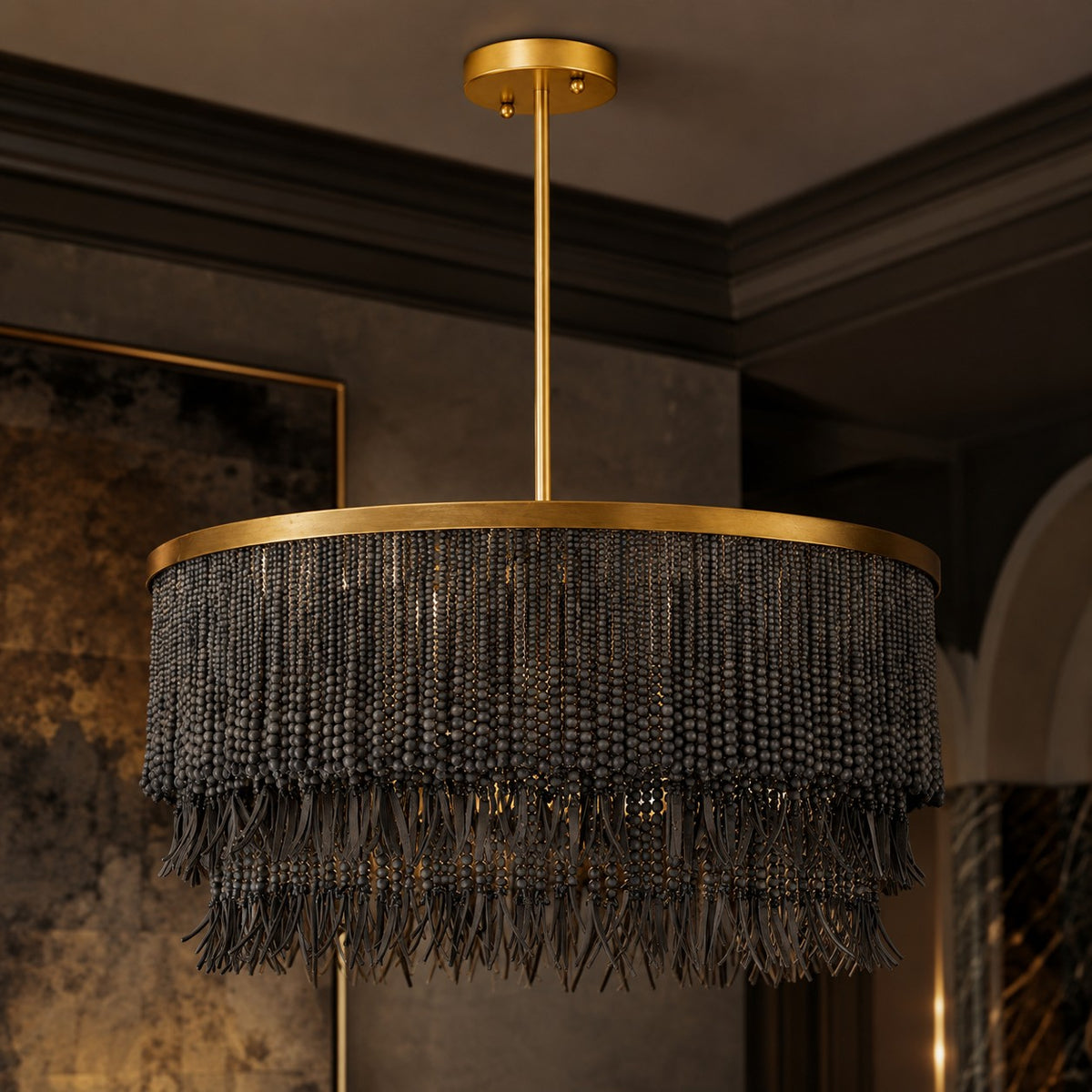 Modern Chandelier Light Adjustable Dimmable Metal Glass Pendant Fixture for Dining Room