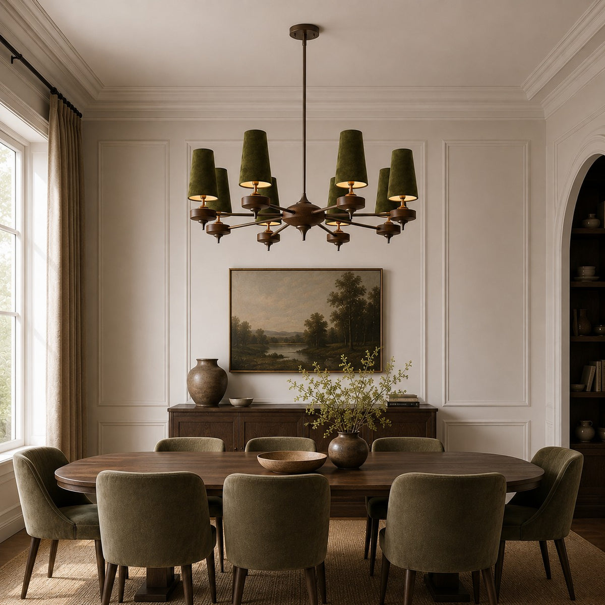 Modern Chandelier Hanging Light Fixture Antique Bronze Metal LED for Elegant Illumination
