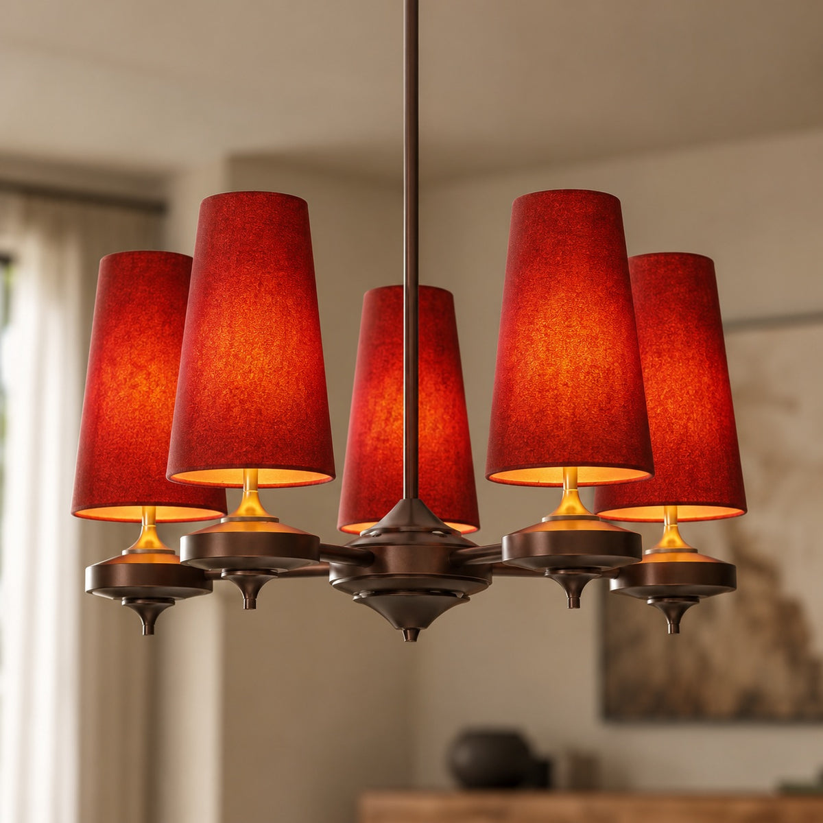 Modern Chandelier Hanging Light Fixture Antique Bronze Metal LED for Elegant Illumination