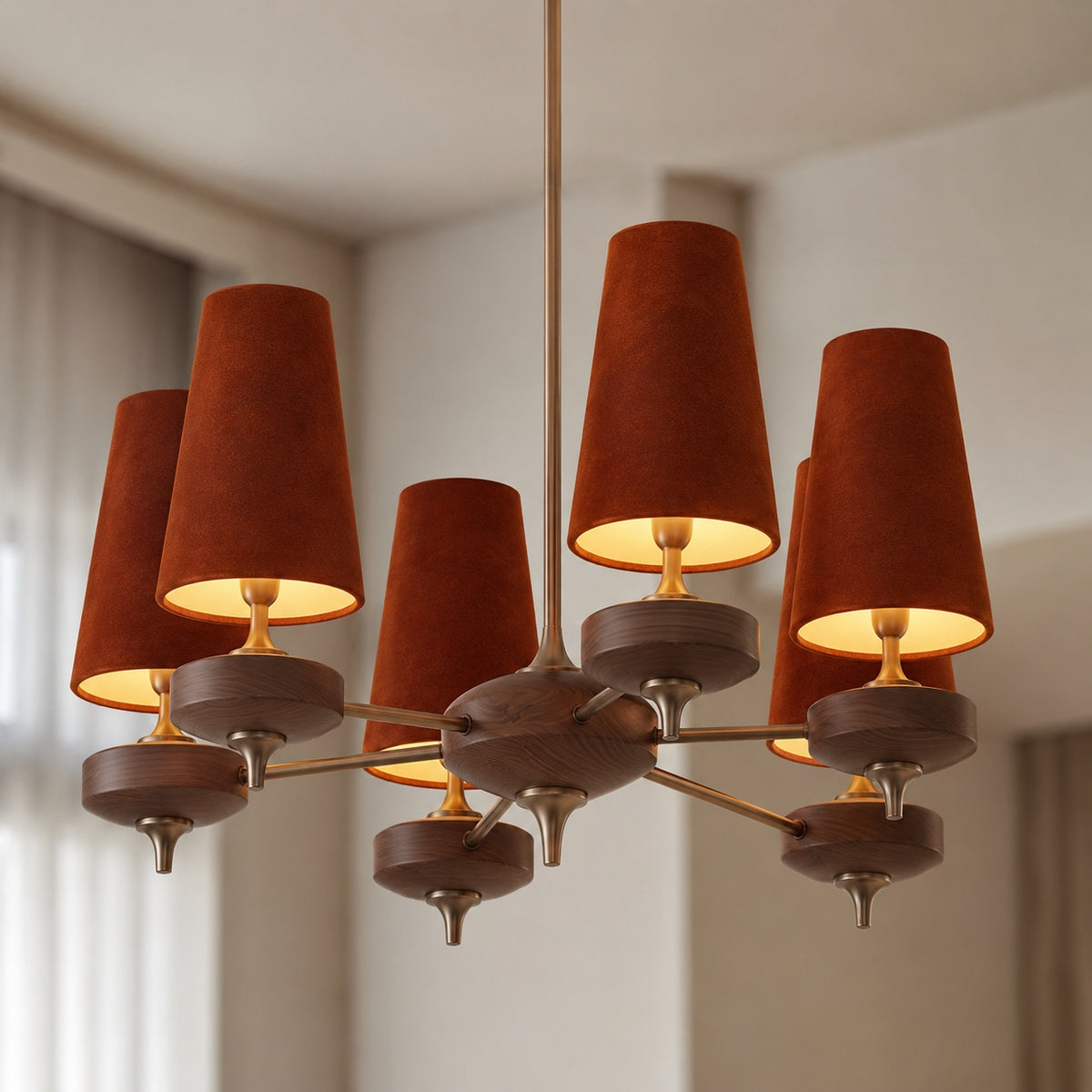 Modern Chandelier Hanging Light Fixture Antique Bronze Metal LED for Elegant Illumination