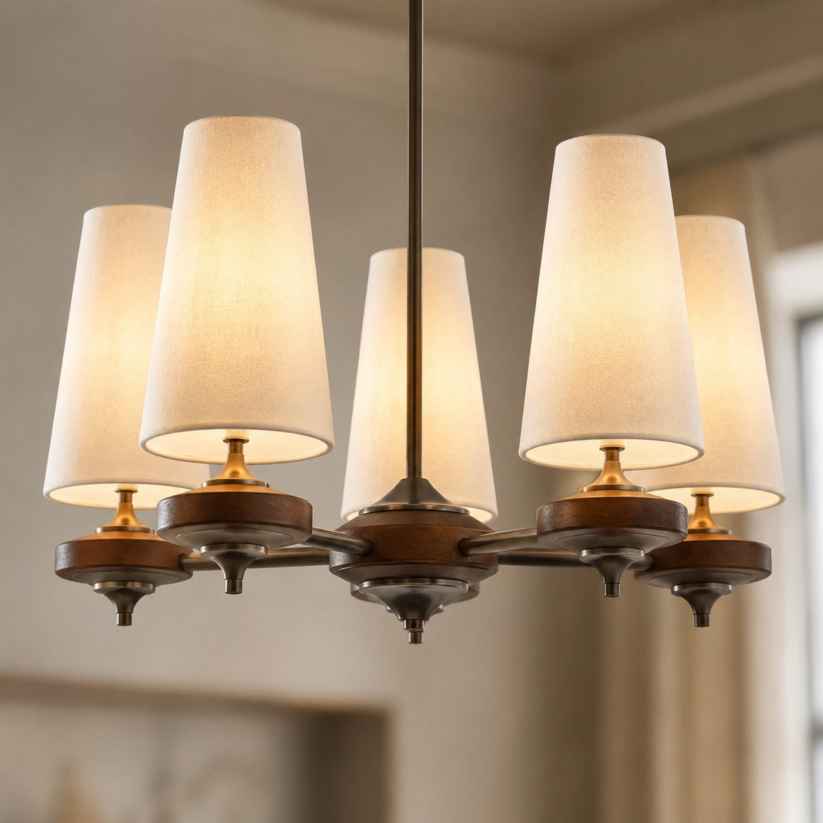 Modern Chandelier Hanging Light Fixture Antique Bronze Metal LED for Elegant Illumination