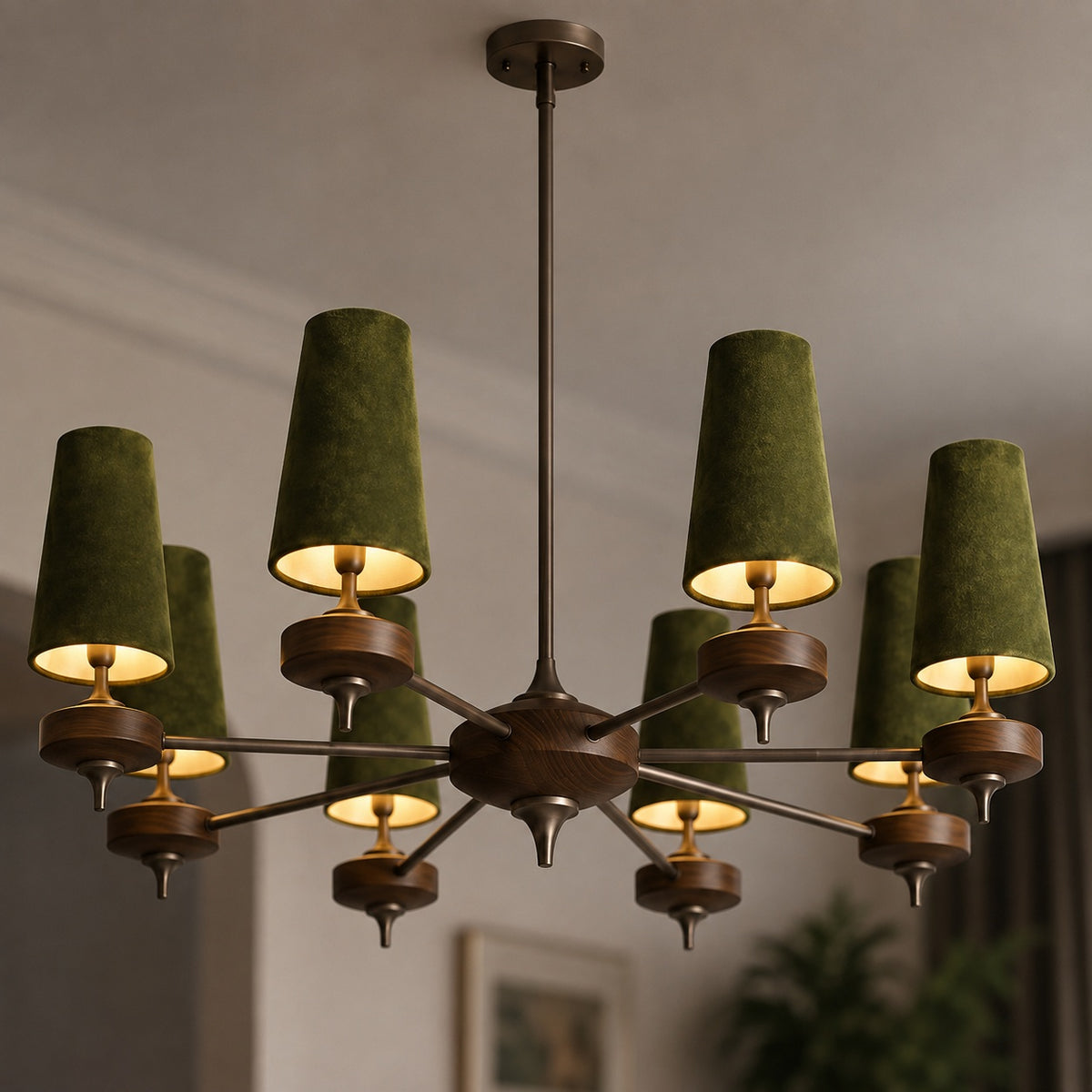 Modern Chandelier Hanging Light Fixture Antique Bronze Metal LED for Elegant Illumination