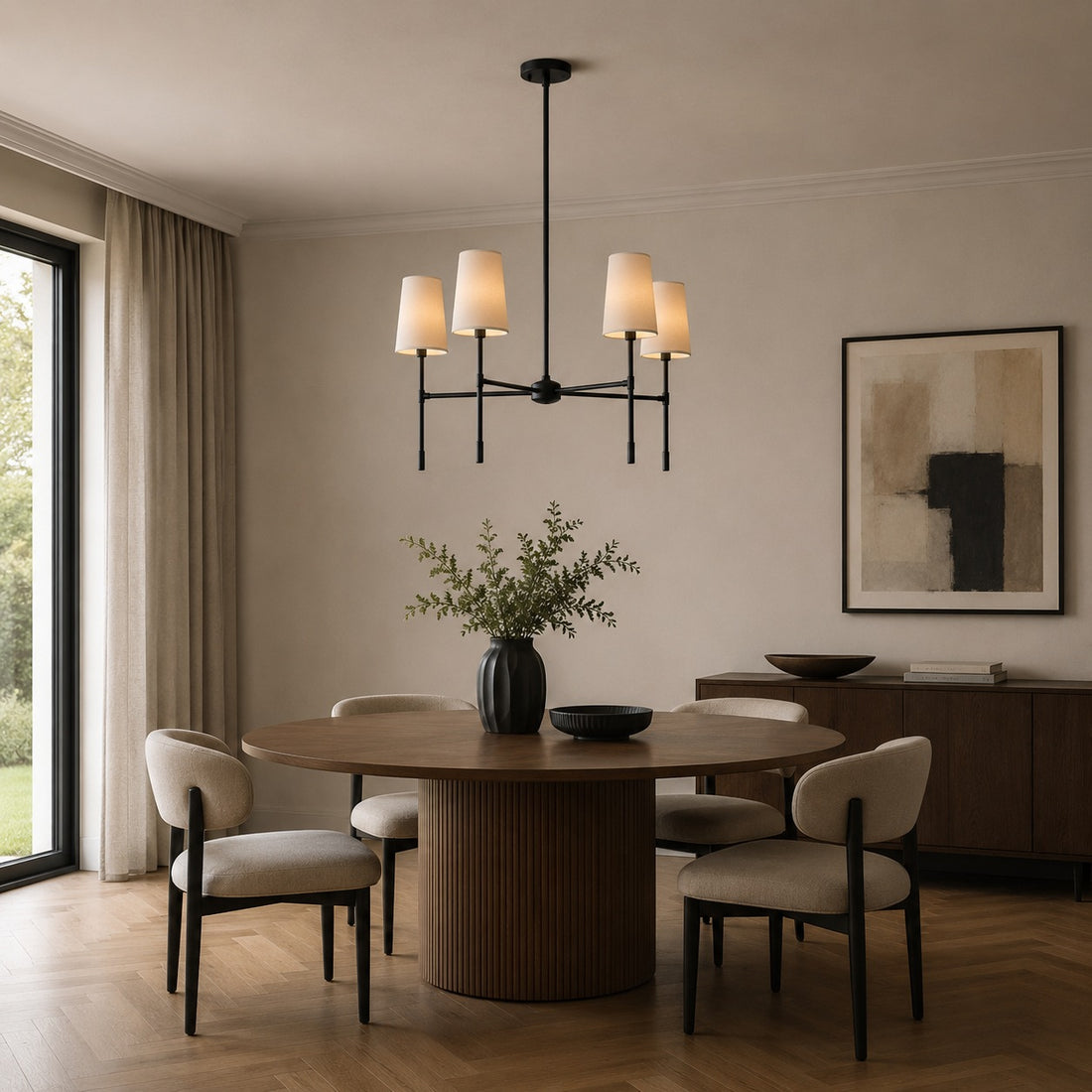 Modern Chandelier Light Flush Mount Metal Glass Adjustable LED 5 Light Fixture