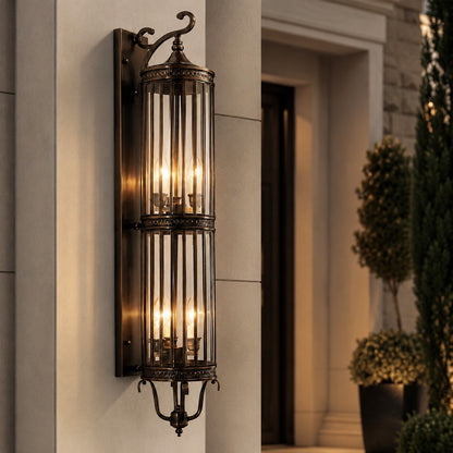 Vintage Outdoor Wall Light Waterproof Wall Mounted Copper Glass LED Sconce for Gardens Patios