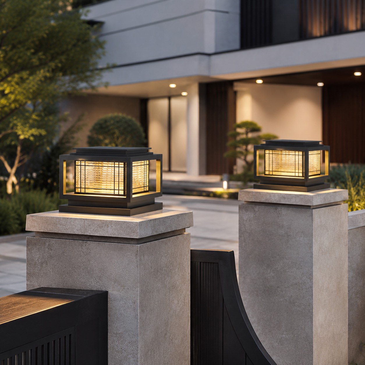 Solar Powered Modern Minimalist Outdoor Wall Light Waterproof LED Garden Fixture