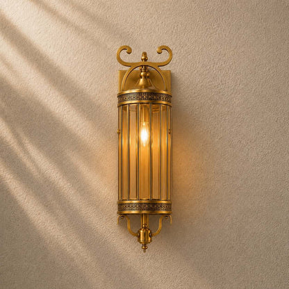 Vintage Outdoor Wall Light Waterproof Wall Mounted Copper Glass LED Sconce for Gardens Patios