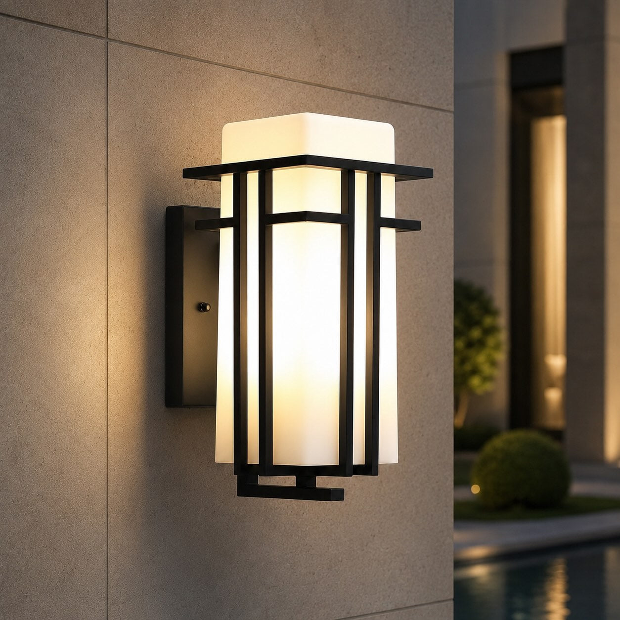 Industrial Outdoor Wall Light Wall Mounted Iron Frosted Glass LED Compatible Weatherproof Fixture