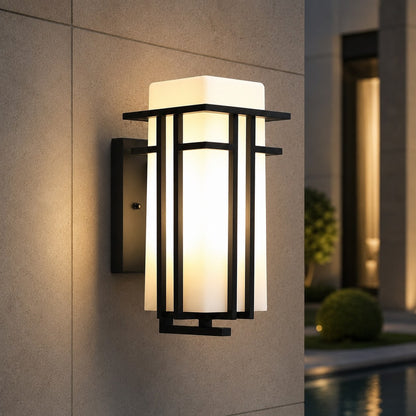 Industrial Outdoor Wall Light Wall Mounted Iron Frosted Glass LED Compatible Weatherproof Fixture