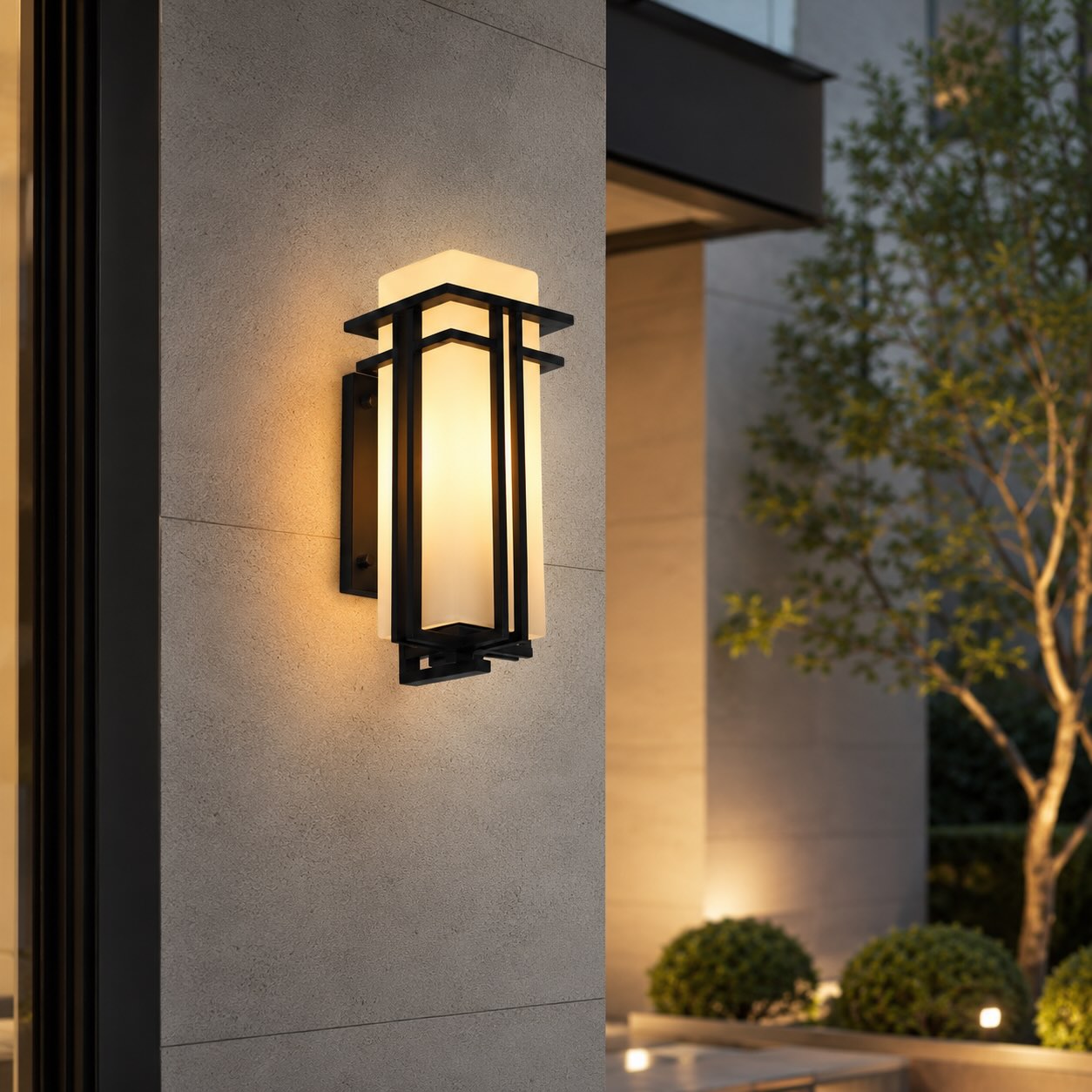 Industrial Outdoor Wall Light Wall Mounted Iron Frosted Glass LED Compatible Weatherproof Fixture