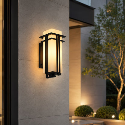 Industrial Outdoor Wall Light Wall Mounted Iron Frosted Glass LED Compatible Weatherproof Fixture
