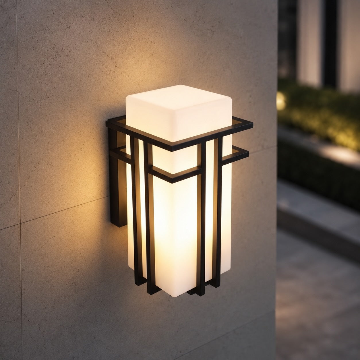 Industrial Outdoor Wall Light Wall Mounted Iron Frosted Glass LED Compatible Weatherproof Fixture