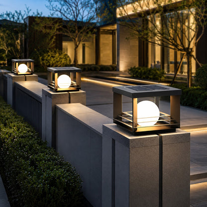 Solar Outdoor Pillar Light Waterproof 25CM Adjustable Brightness E27 LED for Garden Pathway