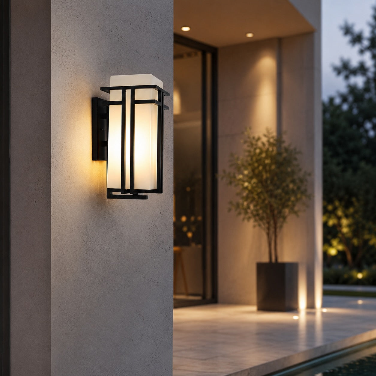 Industrial Outdoor Wall Light Wall Mounted Iron Frosted Glass LED Compatible Weatherproof Fixture