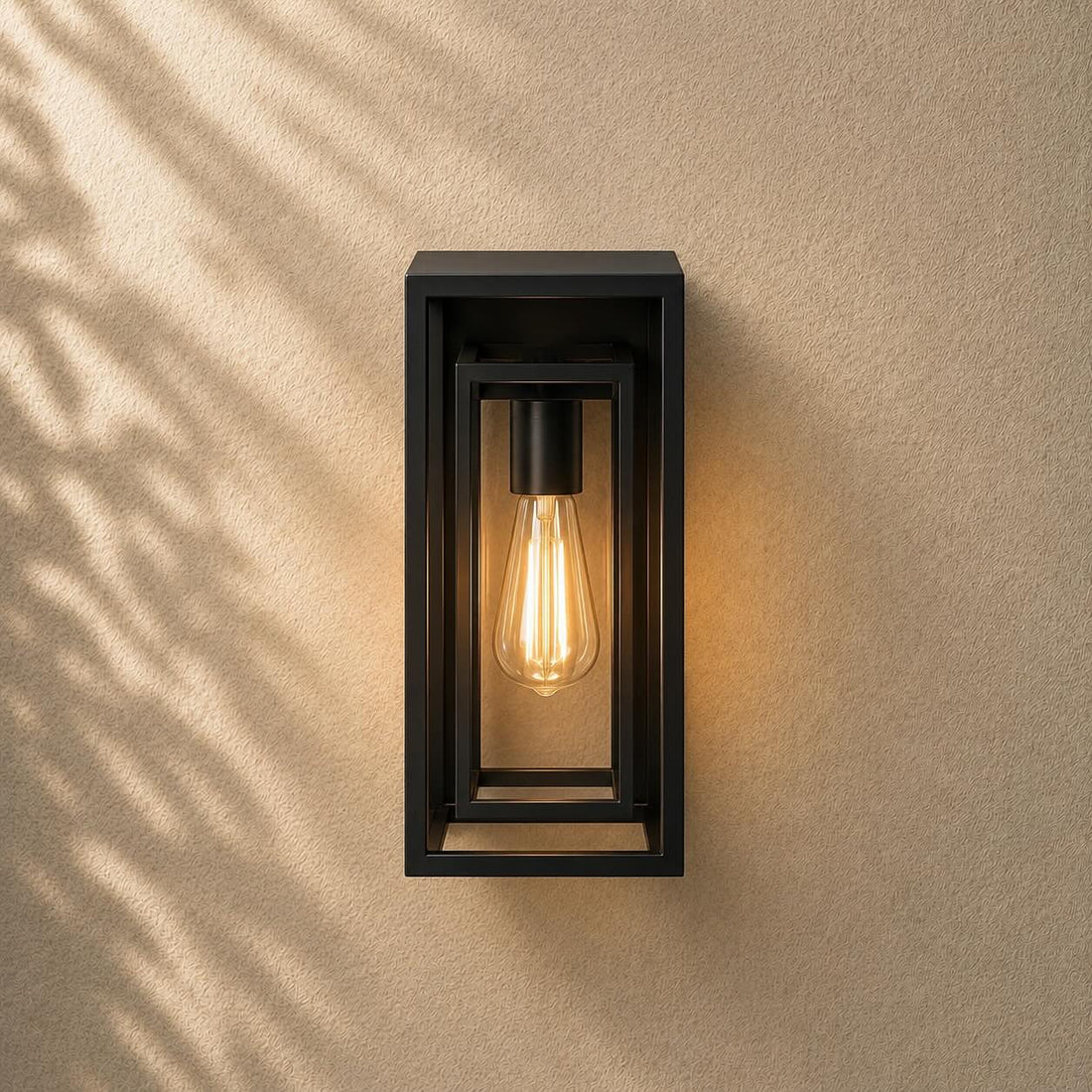 Modern Outdoor Wall Sconce Rectangular Black Aluminum Weatherproof LED Light Fixture