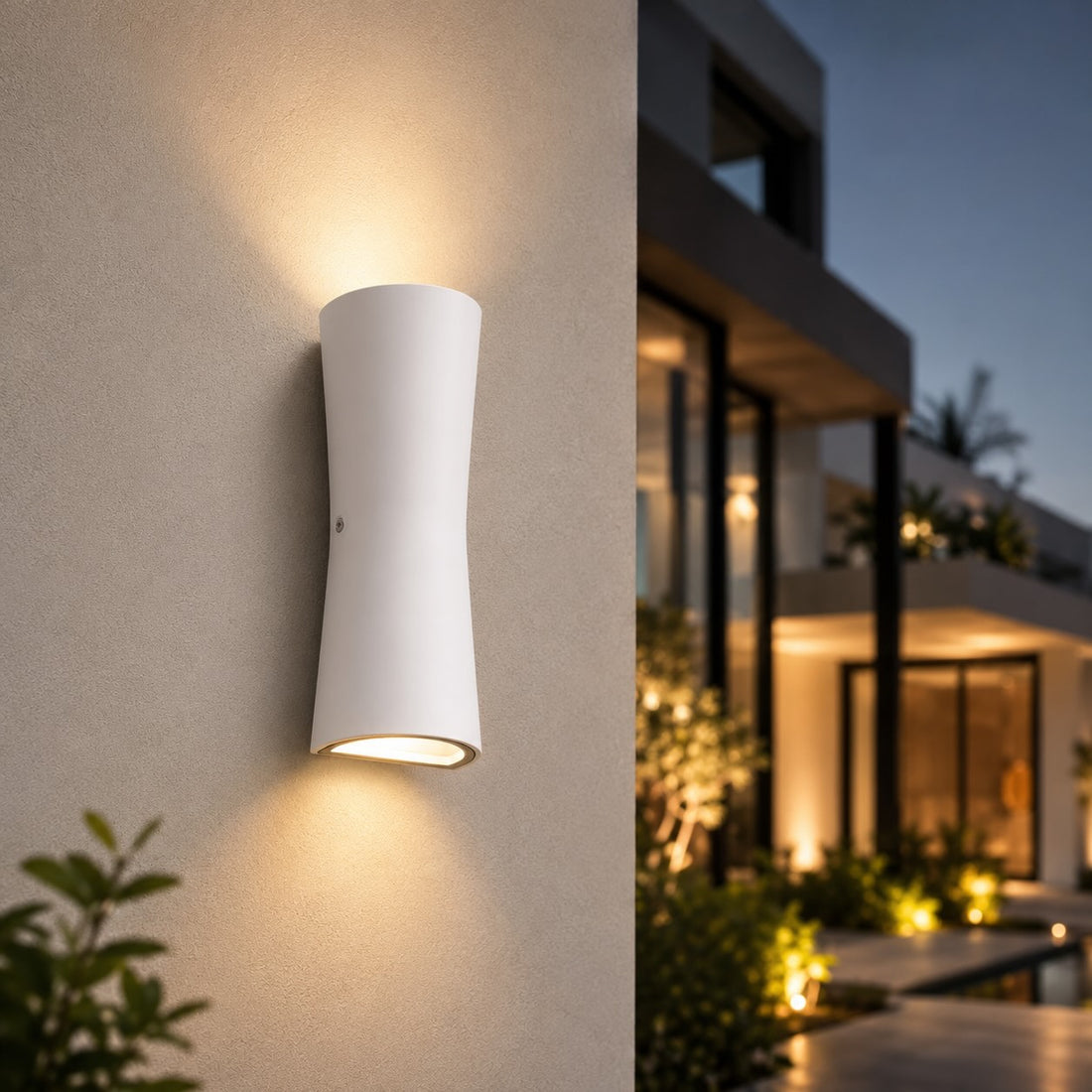 Modern Outdoor Wall Light Fixture Waterproof Hardwired Metal Acrylic LED Torch Design