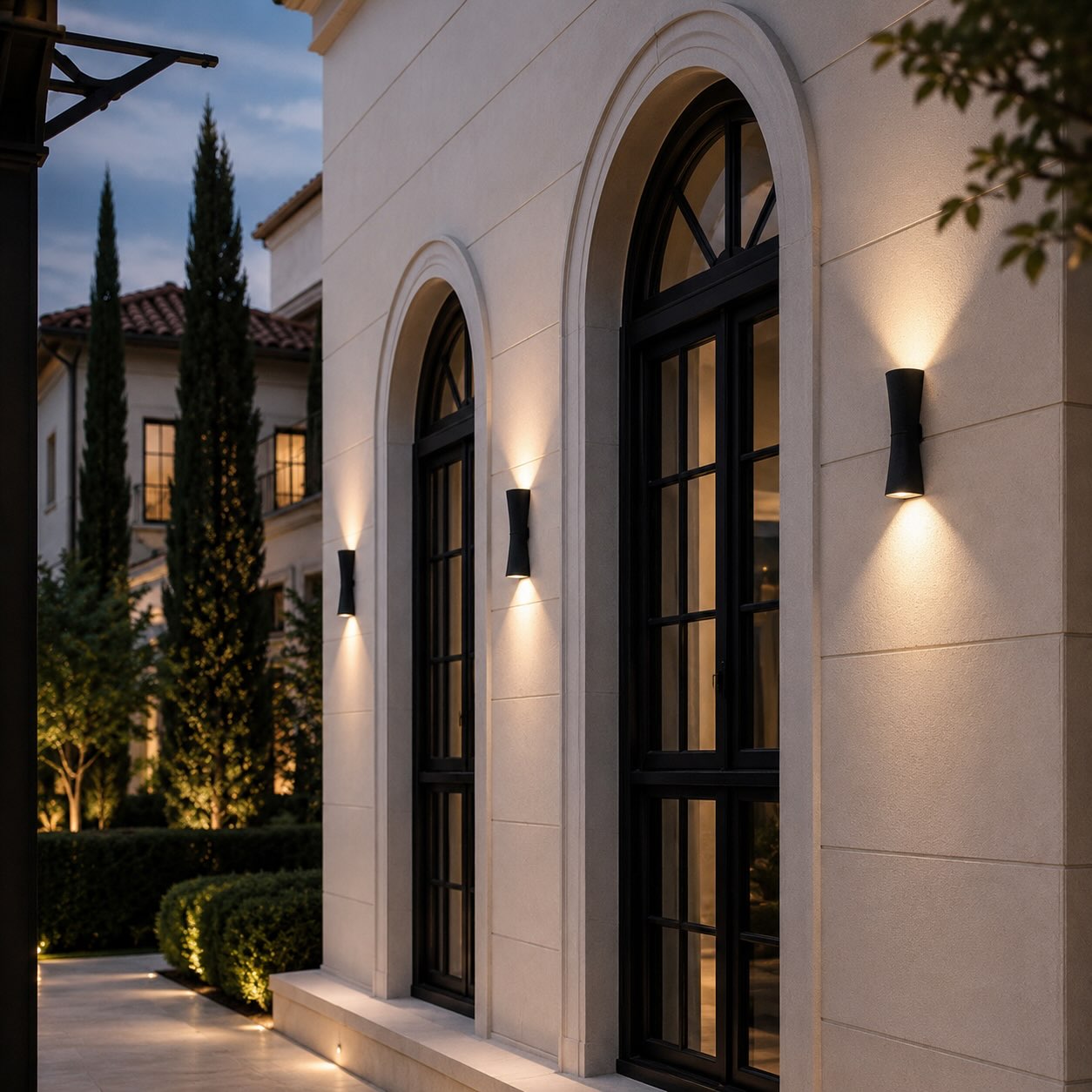 Modern Outdoor Wall Light Fixture Waterproof Hardwired Metal Acrylic LED Torch Design