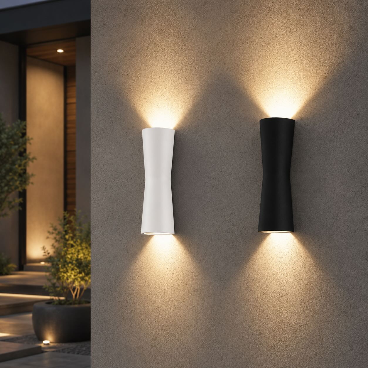 Modern Outdoor Wall Light Fixture Waterproof Hardwired Metal Acrylic LED Torch Design