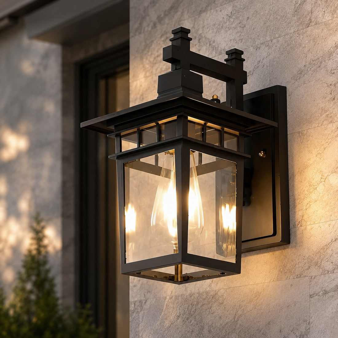 Modern Outdoor Wall Sconce Waterproof Aluminum Glass E27 Bulb for Patio Porch
