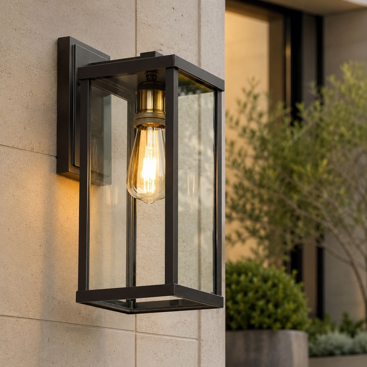 Retro Outdoor Wall Light Aluminum Waterproof Wall Mounted Glass LED Compatible Sconce 60W